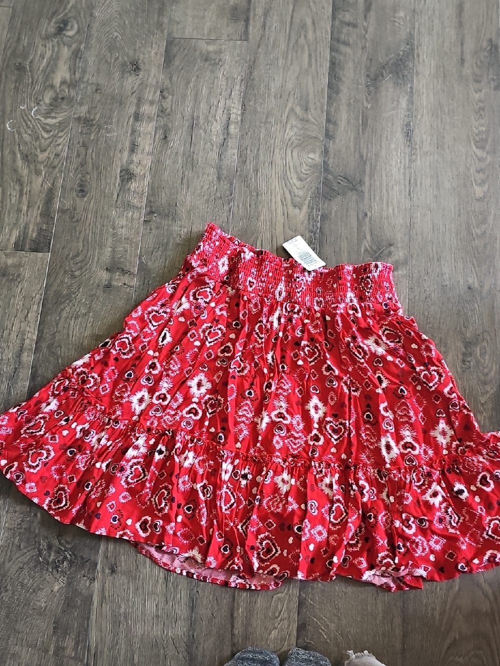 Nwt Torrid Red Mini Heart Print Tiered Skirt Large Size 12 0  Smock Ruffle